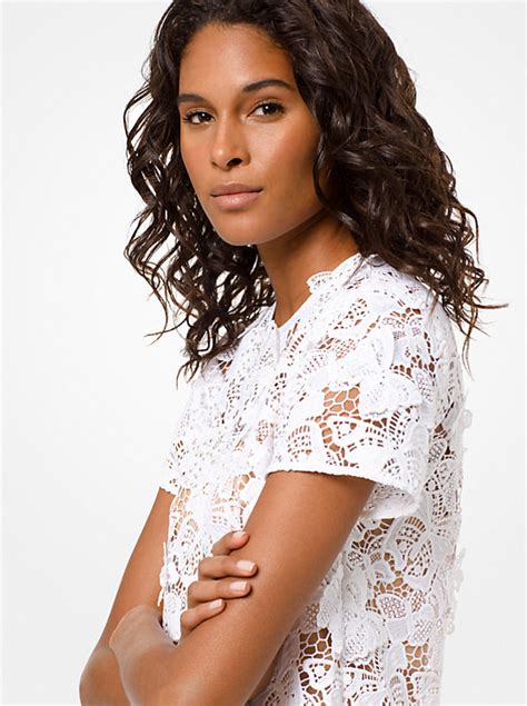 michael michael kors butterfly appliqué lace top|Floral Appliqué Lace Top .